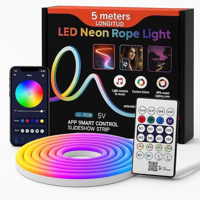 5m longitud ic rgb led neon rope strip light